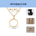 Gold Sliver Rose Gold Plated  Stainless Steel Party Jewelry Set Necklace Women Earrings